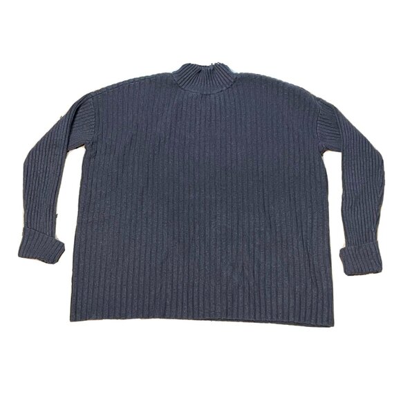 Loft turtleneck knit sweater womens medium long sleeve cuffed 140923 gray - Picture 1 of 9